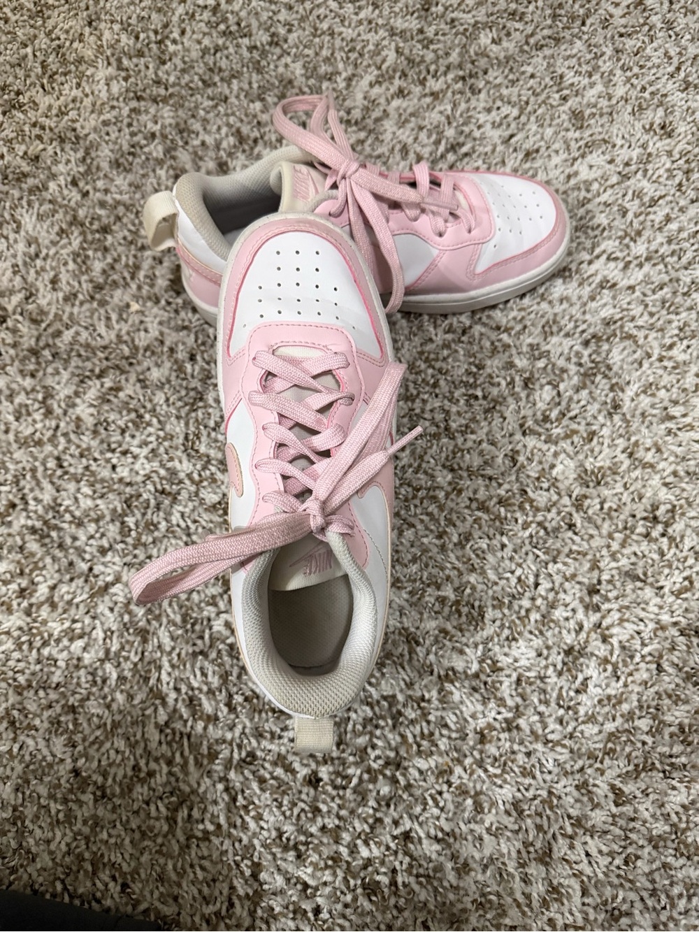 Nike Kids Pink and White Low-Top Sneakers